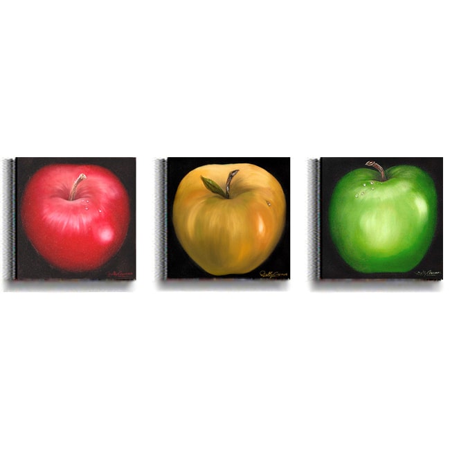 Nelly Arenas Red, Yellow, & Green Apple Canvas Set  