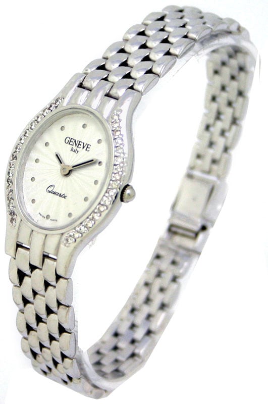 Geneve Women's Solid 14k White Gold Watch - Free Shipping Today ...