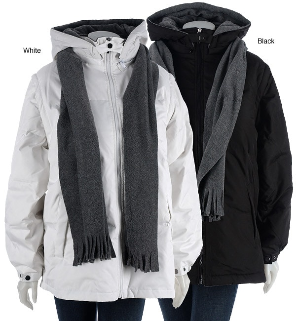 Komitor Plus Size Down Stadium Coat/Vest Combo with Scarf   