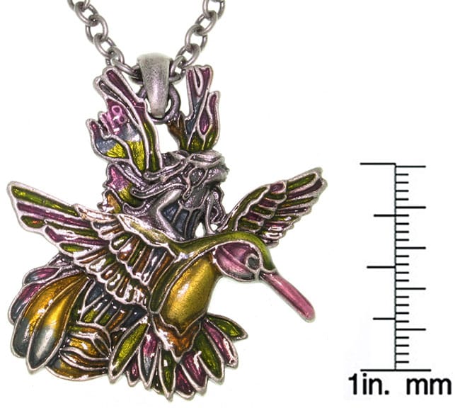 Hummingbird and Fairy Pewter Pendant  