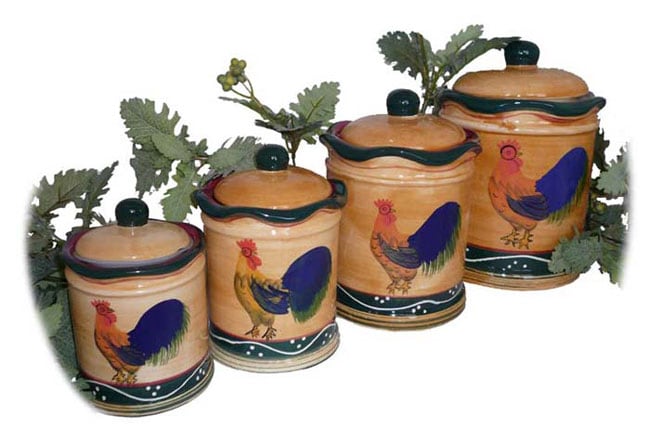 Classic Rooster Collection 4 piece Canister Set  