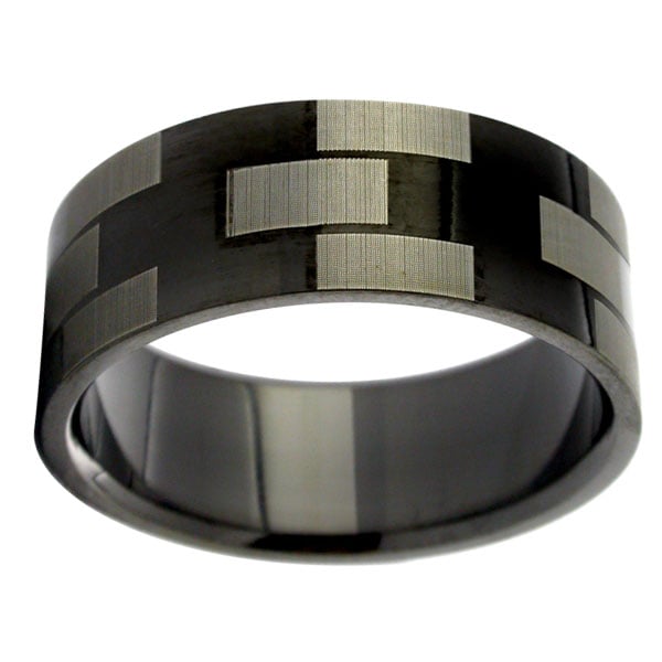 Etched Black Stainless Steel Ring (Case of 2)  