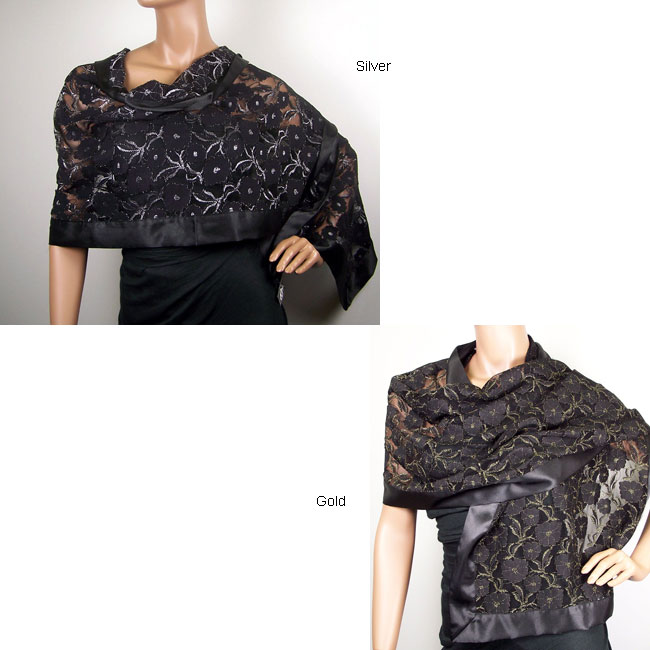 Symphony Designs Metallic Lace Evening Wrap  