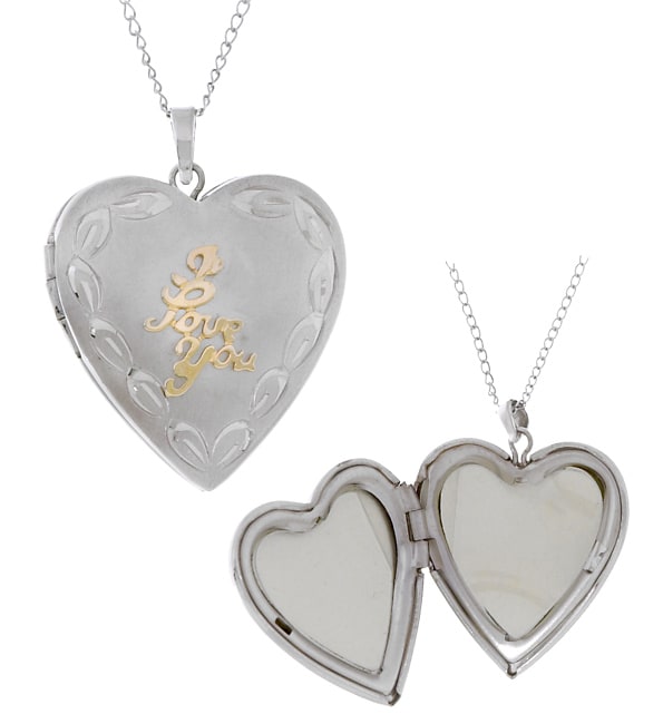 Sterling Silver I Love You Engraved Heart Locket  