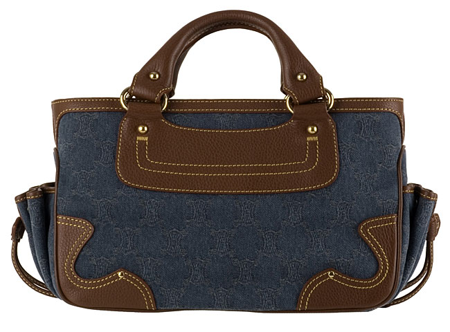 Celine Denim Blue Logo Jacquard Boogie Tote