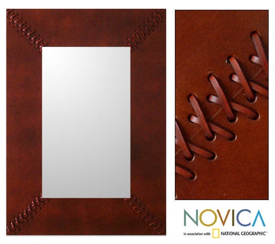 Brown Shoelaces Leather Mirror (Peru)  