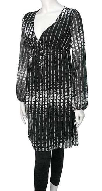 MoM Black and White Empire Sheer Sleeve Dress  