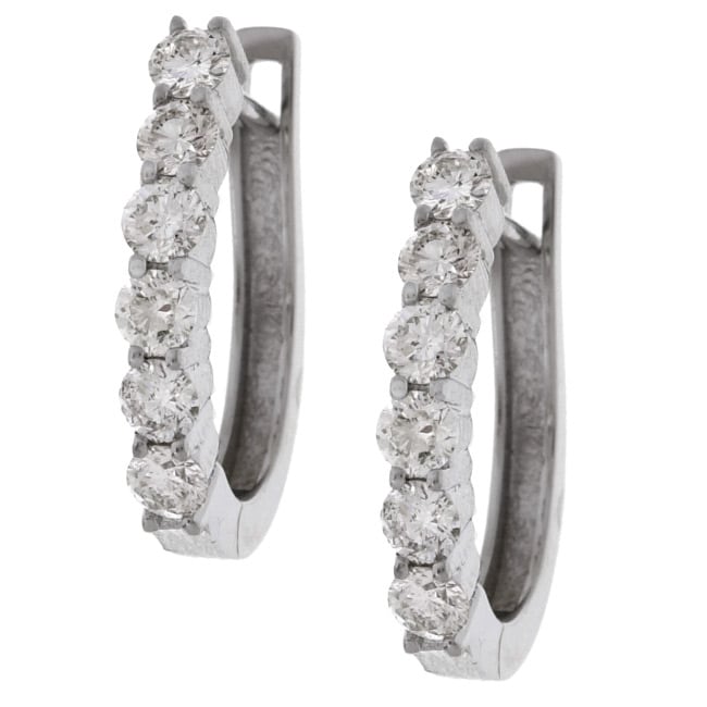   White Gold 1 1/2ct TDW Diamond Hoop Earrings ( J, I1 )  