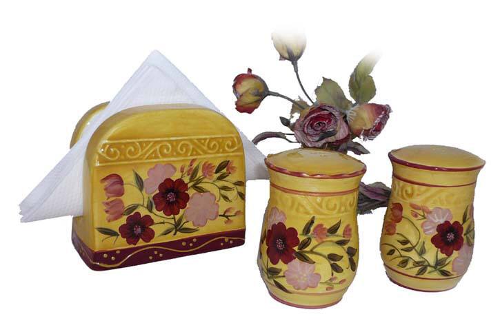 Floral Garden Napkin Holder/ Salt/ Pepper Shakers
