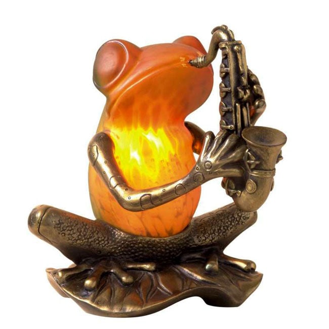 Frog Playing a Saxophone Tiffany style Accent Lamp  