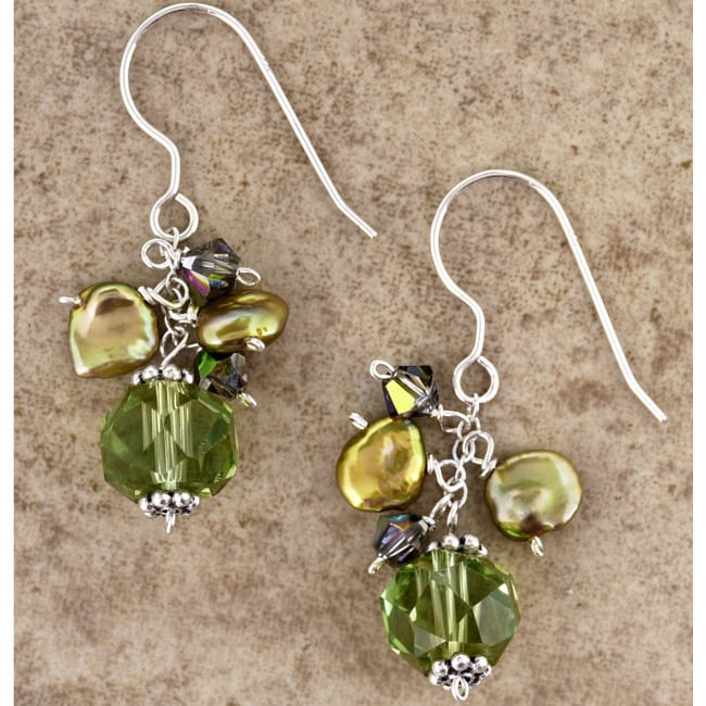 Shades of Green Multi Stone Dangle Earrings (USA)  