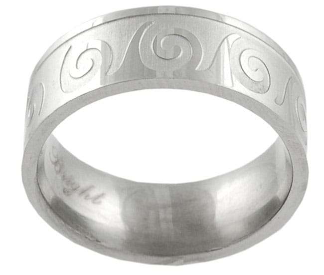 Stainless Steel Swirl Design Polished Flat Band  