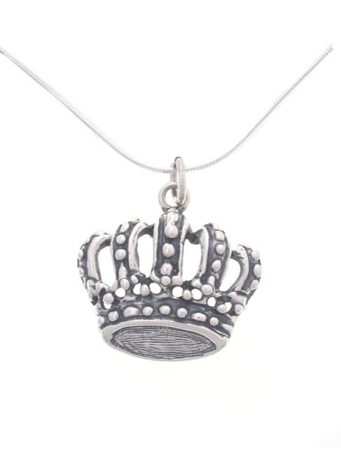 Sterling Silver Crown Pendant Necklace  