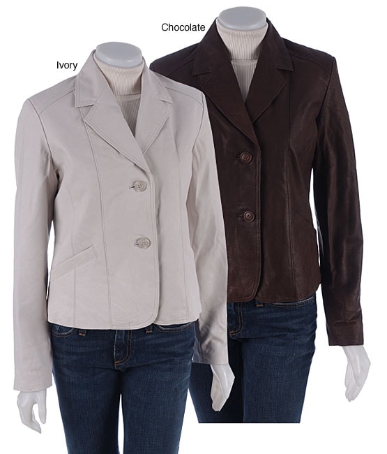 Accents Womens Leather Two button Blazer  