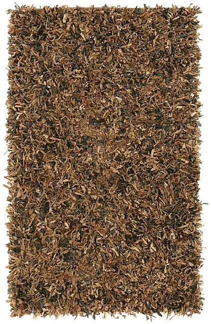 Brown Leather Shag Area Rug (4 x 6)  