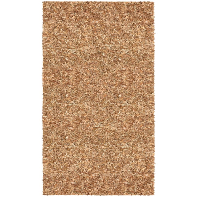 Tan Leather Shag Rug (8' x 10') 7x9   10x14 Rugs