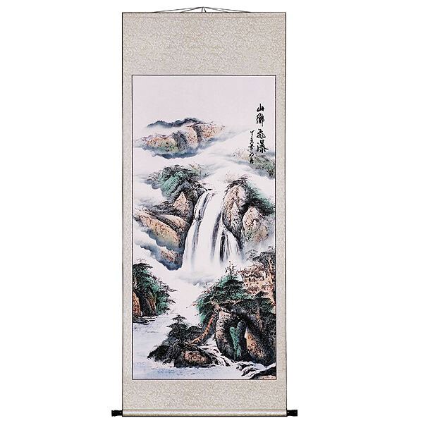 Waterfall Landscape Chinese Art Wall Scroll Painting  