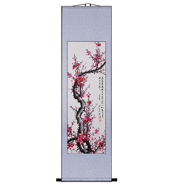Plum Flower & Poem Chinese Art Wall Scroll Painting  
