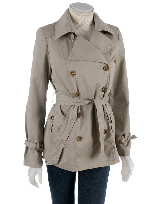 Jou Jou Khaki Twill Trench Coat  