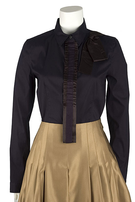 Prada Rouched Ribbon and Bow Detail Blouse  