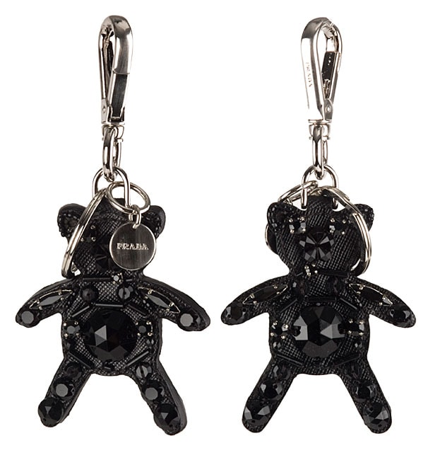 Prada Leather Bear Keychain with Swarovski Crystal  