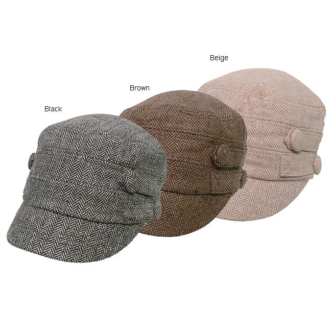 Hailey Hats Fleece lined Tweed Military Cap  