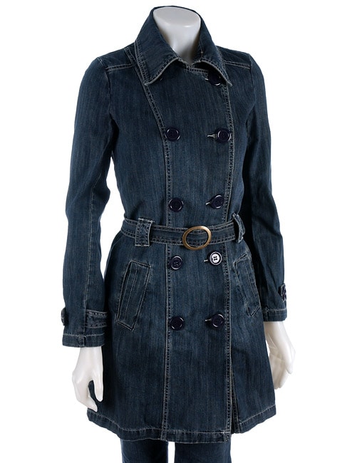 Jou Jou Womens Denim Trench Coat  