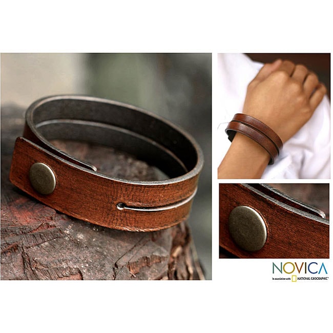 Duality in Brown Medium Leather Bracelet (Indonesia)  