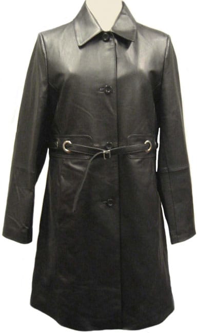 Komitor Womens 3/4 Length Plus Size Leather Coat  