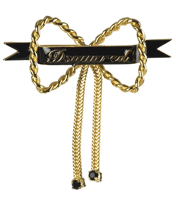 Dsquared Goldtone Logo Bow Brooch  