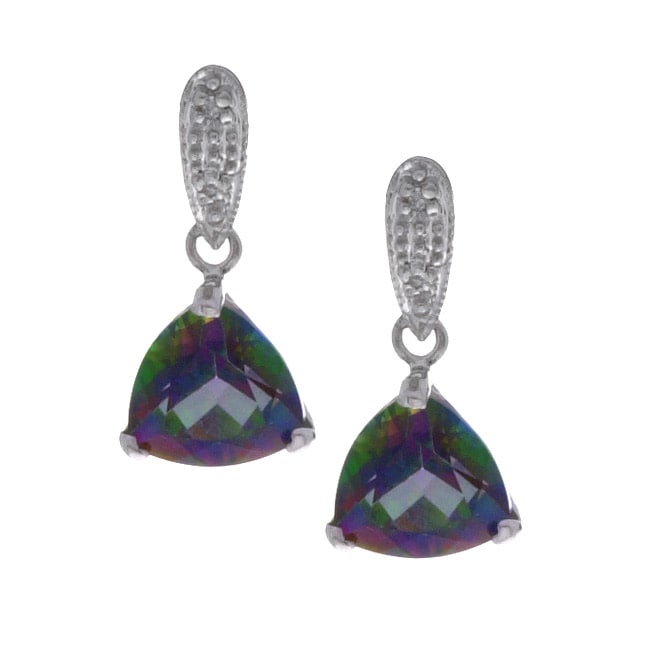 14k White Gold Mystic Topaz Diamond Earrings Free Shipping 14k White Gold Mystic Topaz Diamond Earrings