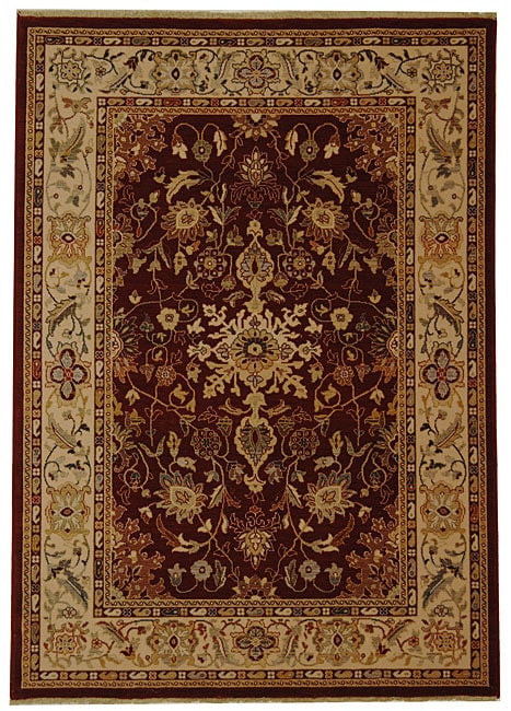 Handmade Tabriz Red/ Ivory New Zealand Wool Rug (53 X 77)