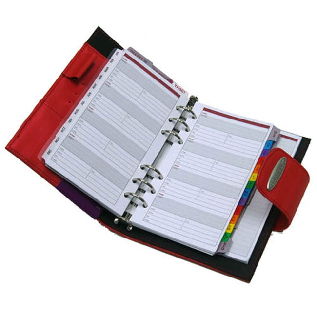 Fashionable Day Runner Planner with Snap Buckle - Red - Overstock ...