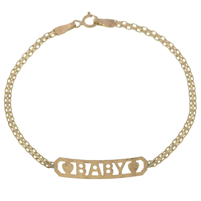 14k Yellow Gold Baby Bracelet with Bismark Chain  