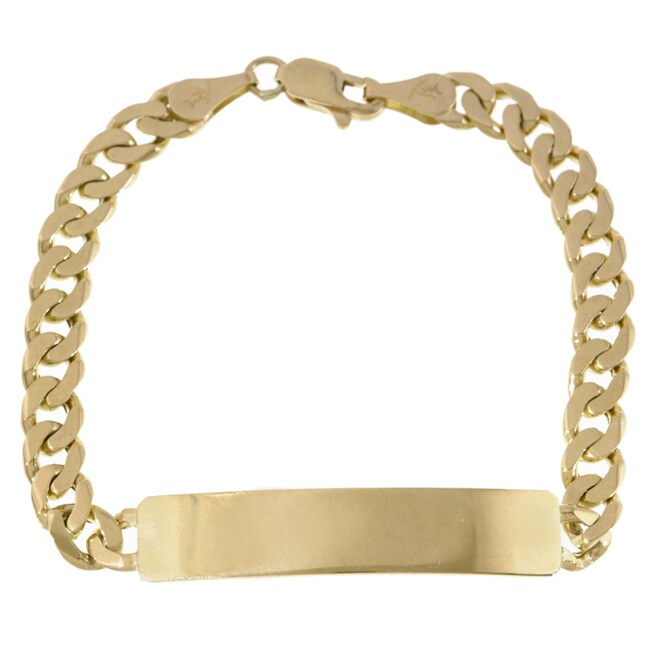 14k Yellow Gold Classic Cuban Link Boy's ID Bracelet Free Shipping