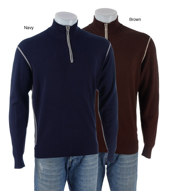 Tulliano Men's Zip Mock Two-tone Sweater - 10875931 - Overstock.com ...