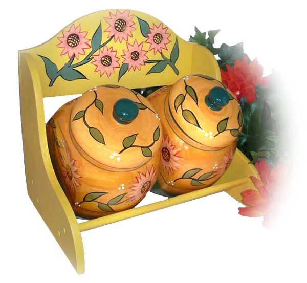 Sunflower Garden Hand Painted 2-piece Jar Rack