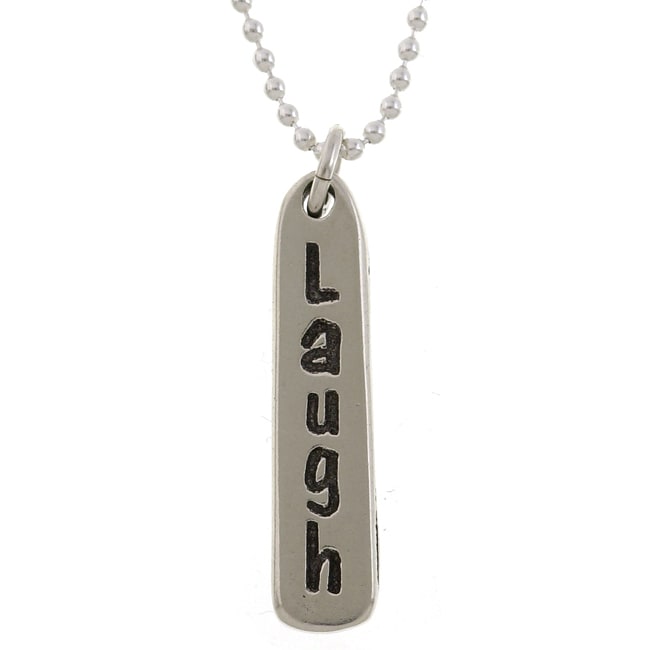 Charming Life Sterling Silver Laugh Word Charm Necklace   