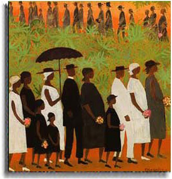 Ellis Wilson Funeral Procession Stretched Canvas Free Shipping Ellis Wilson Funeral Procession Stretched Canvas