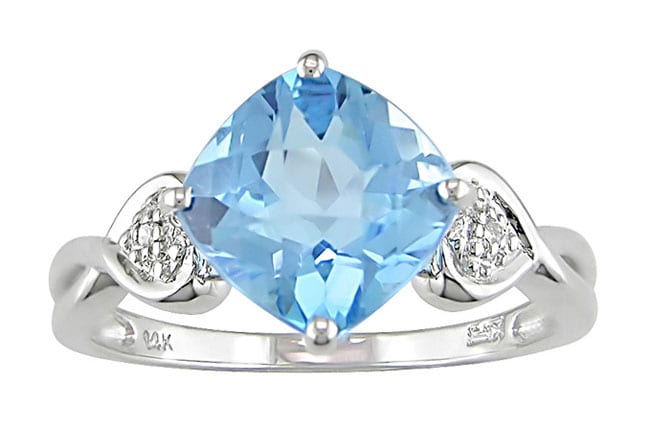 14k White Gold Blue Topaz Ring  