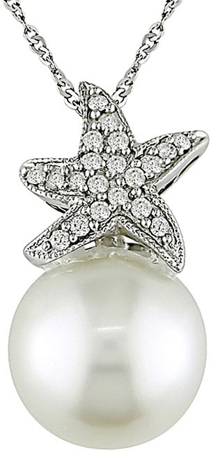 Cultured South Sea Pearl Diamond Starfish Necklace  