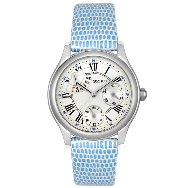 Seiko Womens Blue Leather White Dial Watch