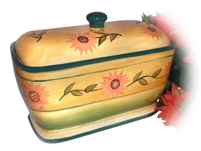 Sunflower Garden Handpainted Toast / Bread Jar