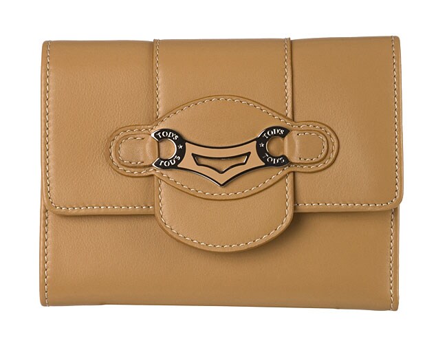 Tods Medium Camel Leather Tri fold Wallet