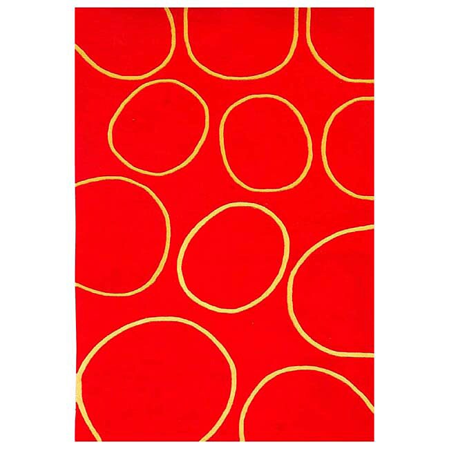 Hand tufted Gold Circle Wool Rug (8 x 106)