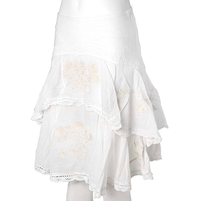 Miss Me White Embroidered Cotton Skirt  