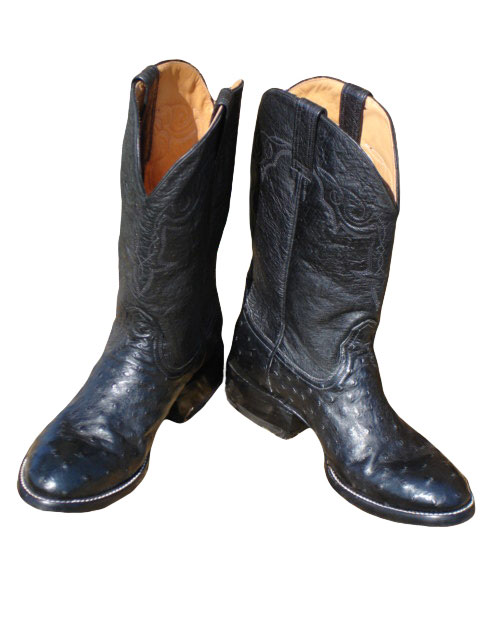 Jurassic Mens Black Ostrich Cowboy Boots  