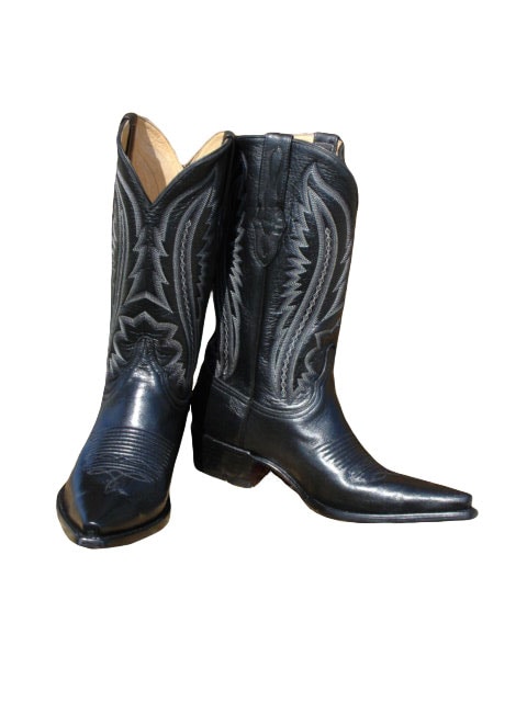 Jurassic Mens Classic Cowhide Black Cowboy Boots  
