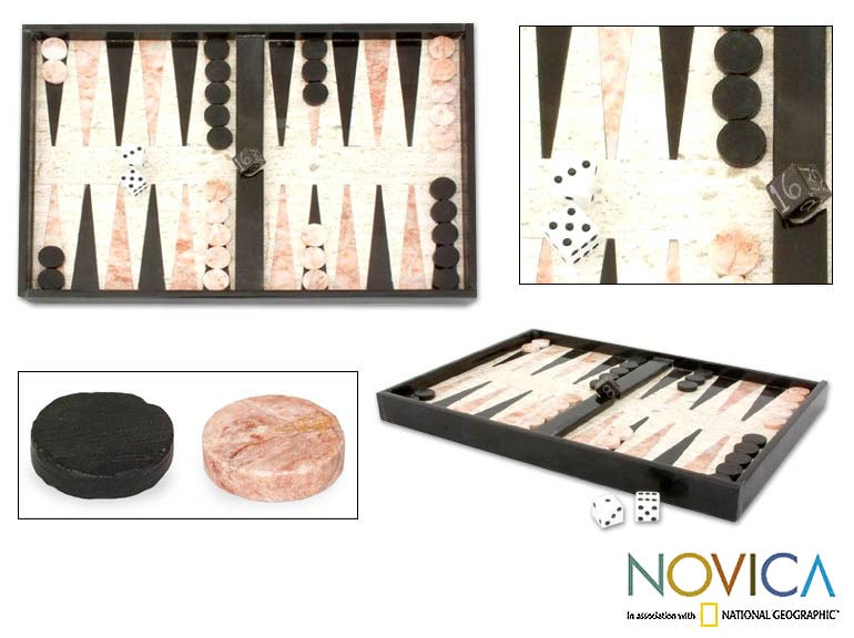 Rustic Marble Backgammon Set (Mexico)  