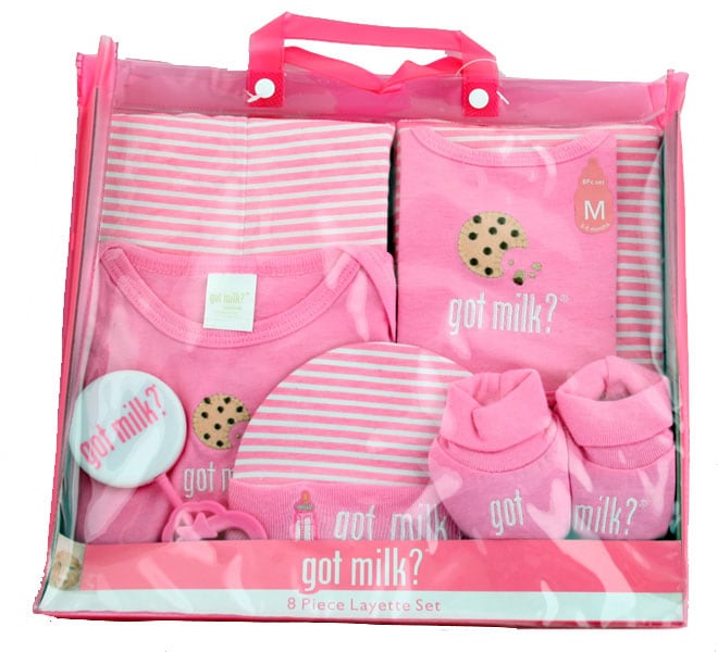 Got Milk? Girls 8 piece Layette Set and Tote Bag  